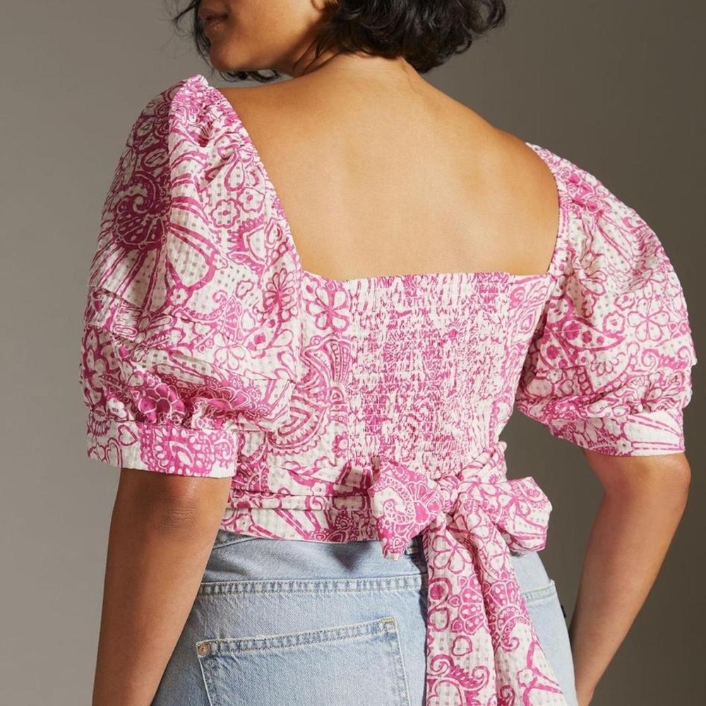 Maeve Tie-Back Printed Crop Top - Picture 2 of 7